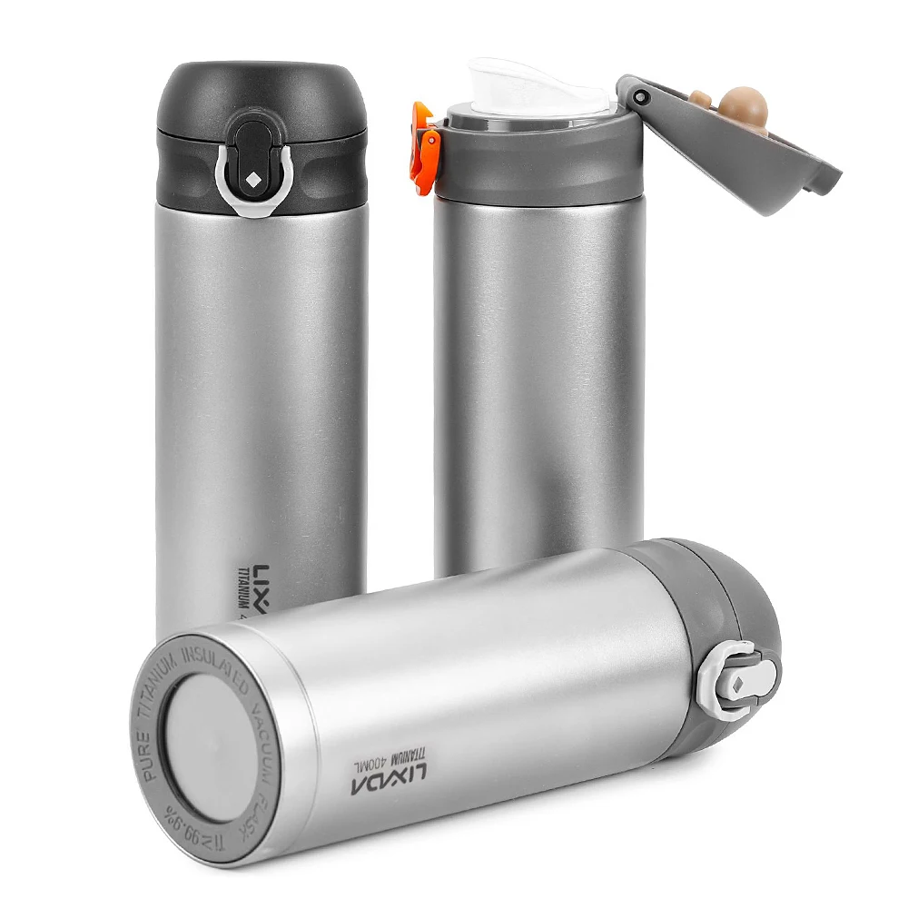 

Lixada 400ml Titanium Vacuum Insuated Water Bottle Press Button Leakproof Outdoor Sports Bottle