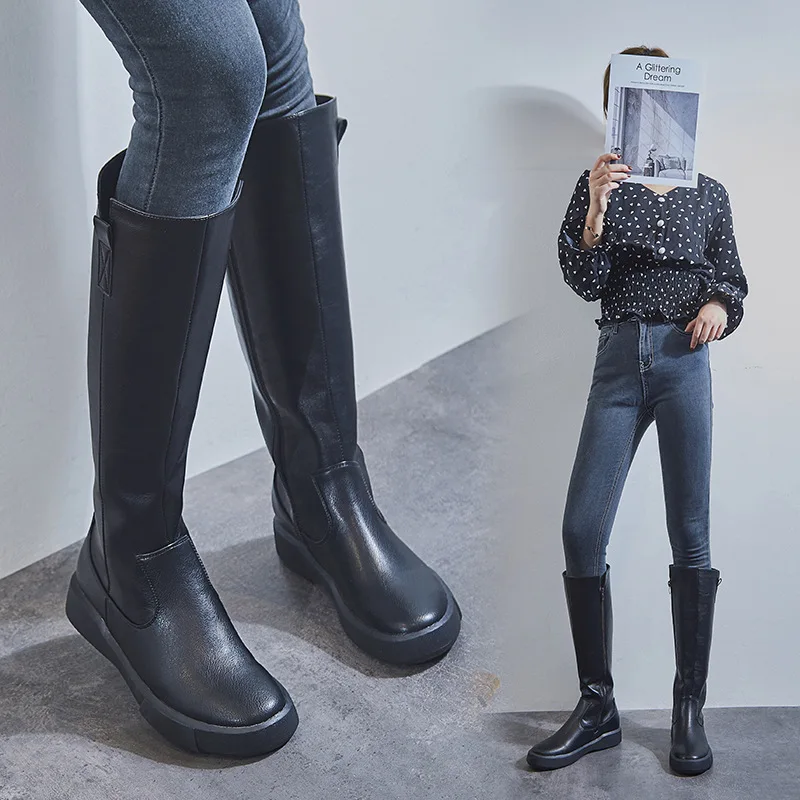 SWONCO/женские зимние сапоги до колена бархатные теплые на меху женские черные