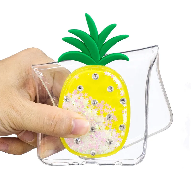 3D Ананас Алмазный зыбучий песок жидкостный Мягкий силиконовый чехол для Sony Xperia E5