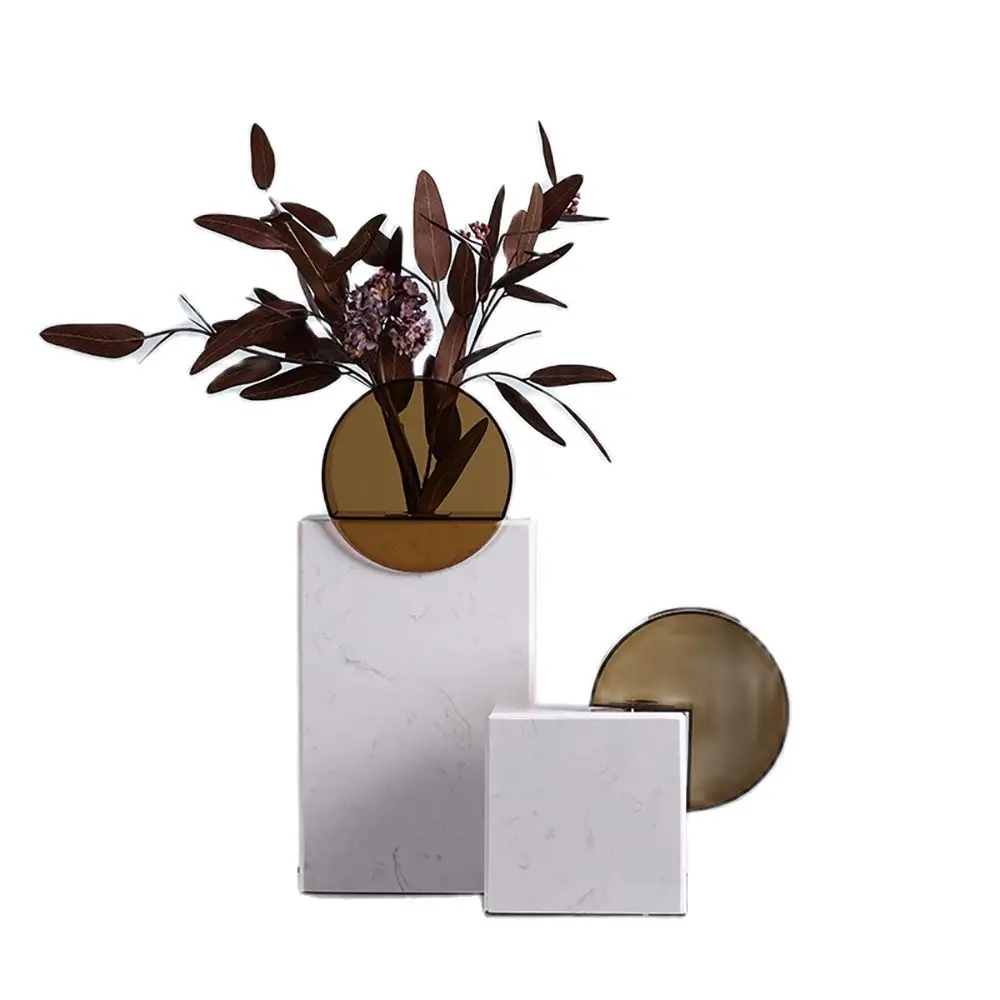 

Роскошная мраморная искусственная кожа в скандинавском стиле большая ваза для стола украшение для гостиной аксессуары эстетический Декор ...