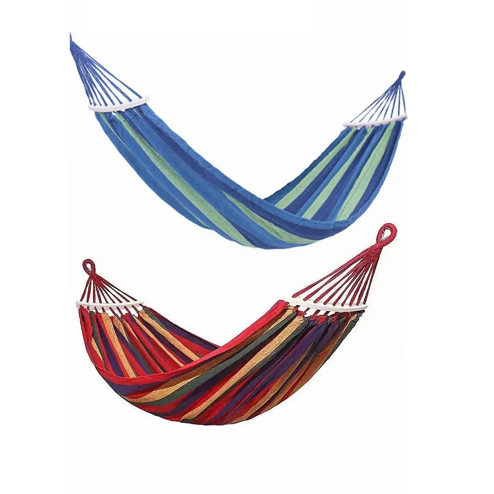 Hot Double Single People Portable Outdoor Hammock Garden Sports Home Travel Camping Swing Canvas Stripe Hang Bed Hammock