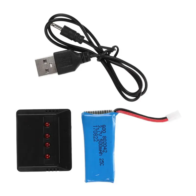 3.7V 500mAh Battery for Hubsan X4 H107L H107C H107D RC Quadcopter (4PCS) with 4 in 1 Charger Blue | Игрушки и хобби