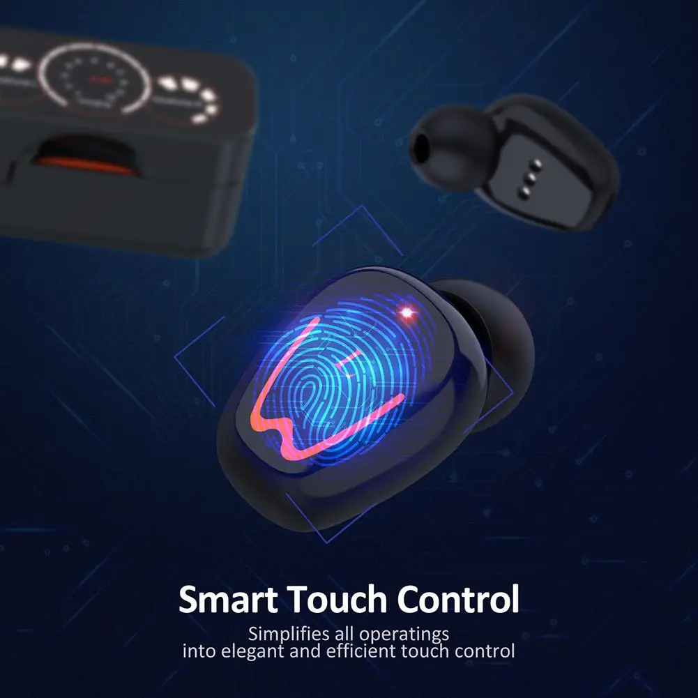 Беспроводная гарнитура V1 TWS Bluetooth V5.0 с Микрофоном Hi-Fi и светодиодным дисплеем