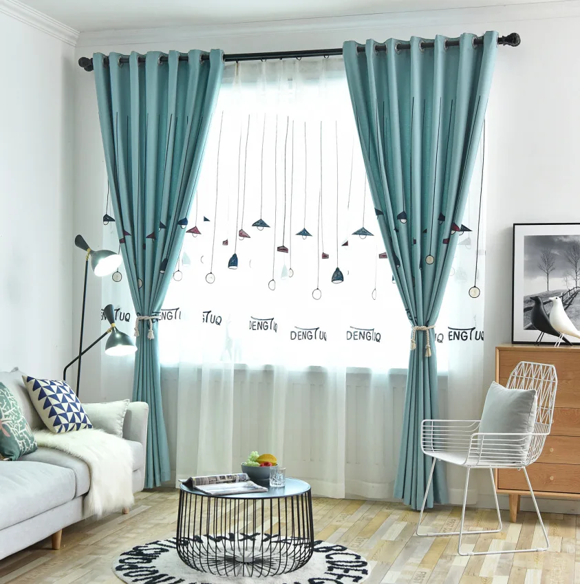 

Modern Embroidered Lights Shading Children's Room In Northern Europe Curtains for Living Dining Room Bedroom.