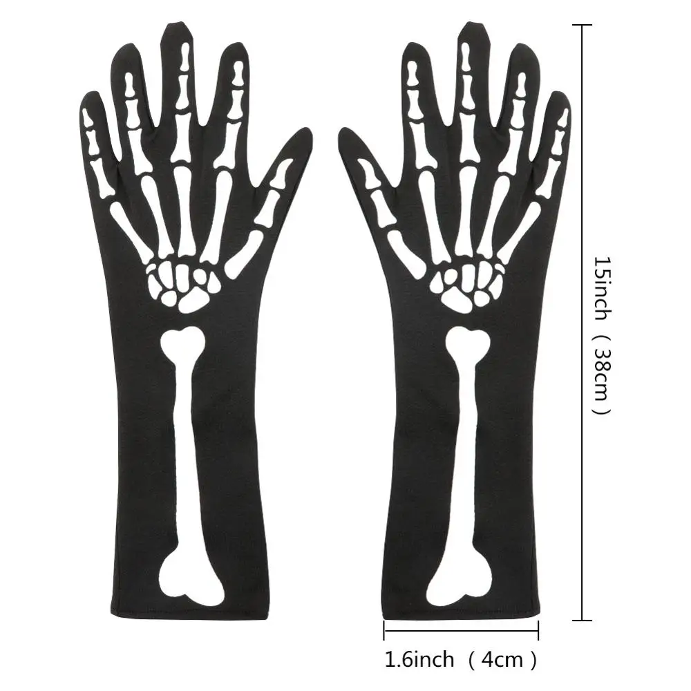 OurWarm гольфы носки Хэллоуин черный скелет перчатки ужас вечерние женские костюмы