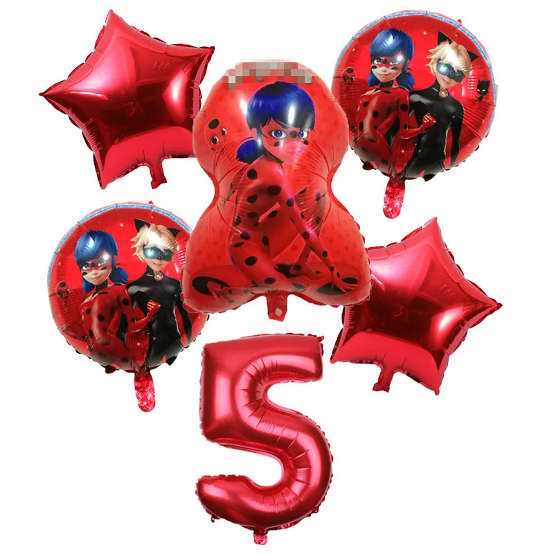 Balloons-15-6pcs 6 шт./компл. из мультфильма, популярная яркая детская одежда с рисунком "Божья коровка" Фольга воздушные шары День рождения украшения божья коровка гелиевый Майларовый и 32 дюймов шара с цифрой - Цвет: Balloons-15-6pcs
