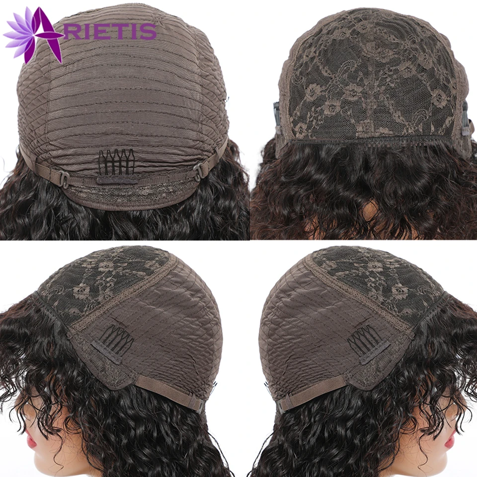 

Jerry Curly Human Hair Wigs Full Wigs Indian Remy Hair Full Machine Wig With Bangs 8"-24"Inches Natural Black For Black Women