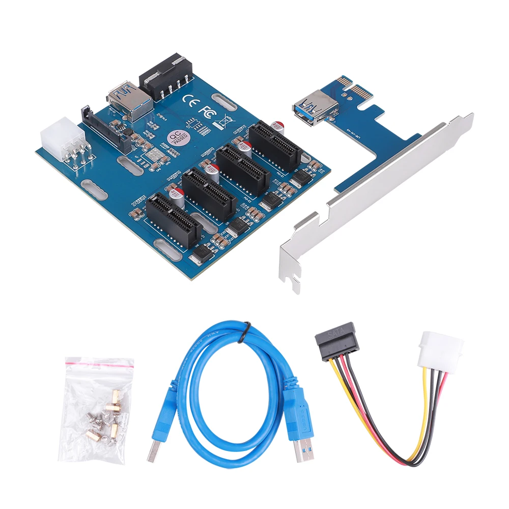 Kebidu 1X Слоты Райзер мини низкопрофильный ITX для внешнего PCIe 1 до 4 pci express адаптер