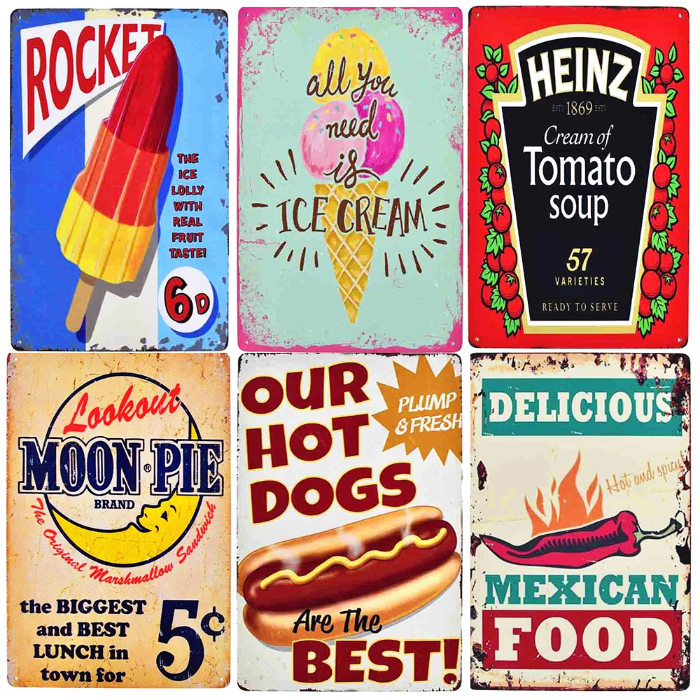 Итальянская Пицца мороженое винтажный постер Ретро Металлические оловянные