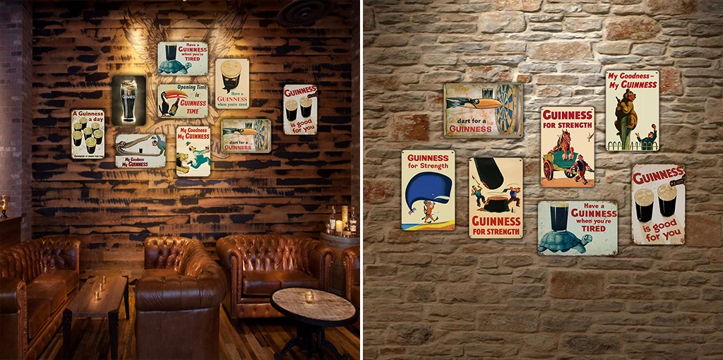 Винтажная металлическая табличка Guinness, Оловянная табличка, металлическая винтажная тарелка для паба, Настенная декоративная тарелка для бара, паба, клуба, человека, пещеры