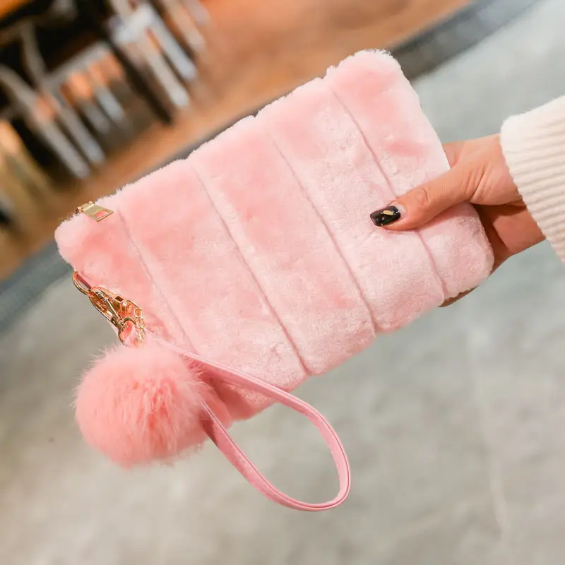 

2020 new fashion bag Hand bag Plush one-shouldered cross bag Fluffy small bag fluffy small change bag