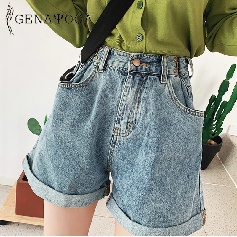 

Genayooa Streetwear Korean Biker Shorts Women Cotton High Quality Summer 2020 Women Shorts In Jean Denim Fashion Short Feminino
