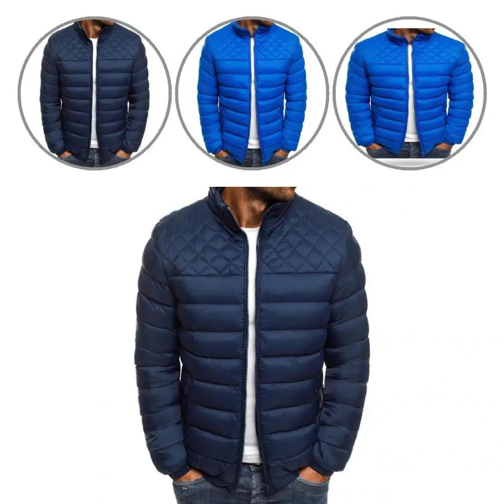 

Warm Casual Plaid Quilted Overcoat Autumn Winter Men Jacket Lightweight for Daily Wear