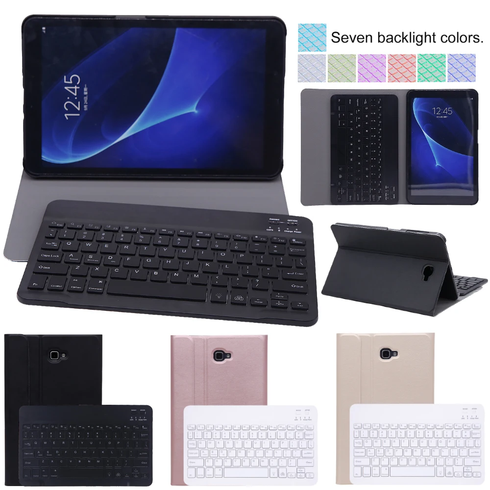 

7 Color Backlit Keyboard Case for Samsung Galaxy Tab A 10.1 inch,Folio Flio Tablet Shell Cover for Samsung Tab A 10.1 SM-T580