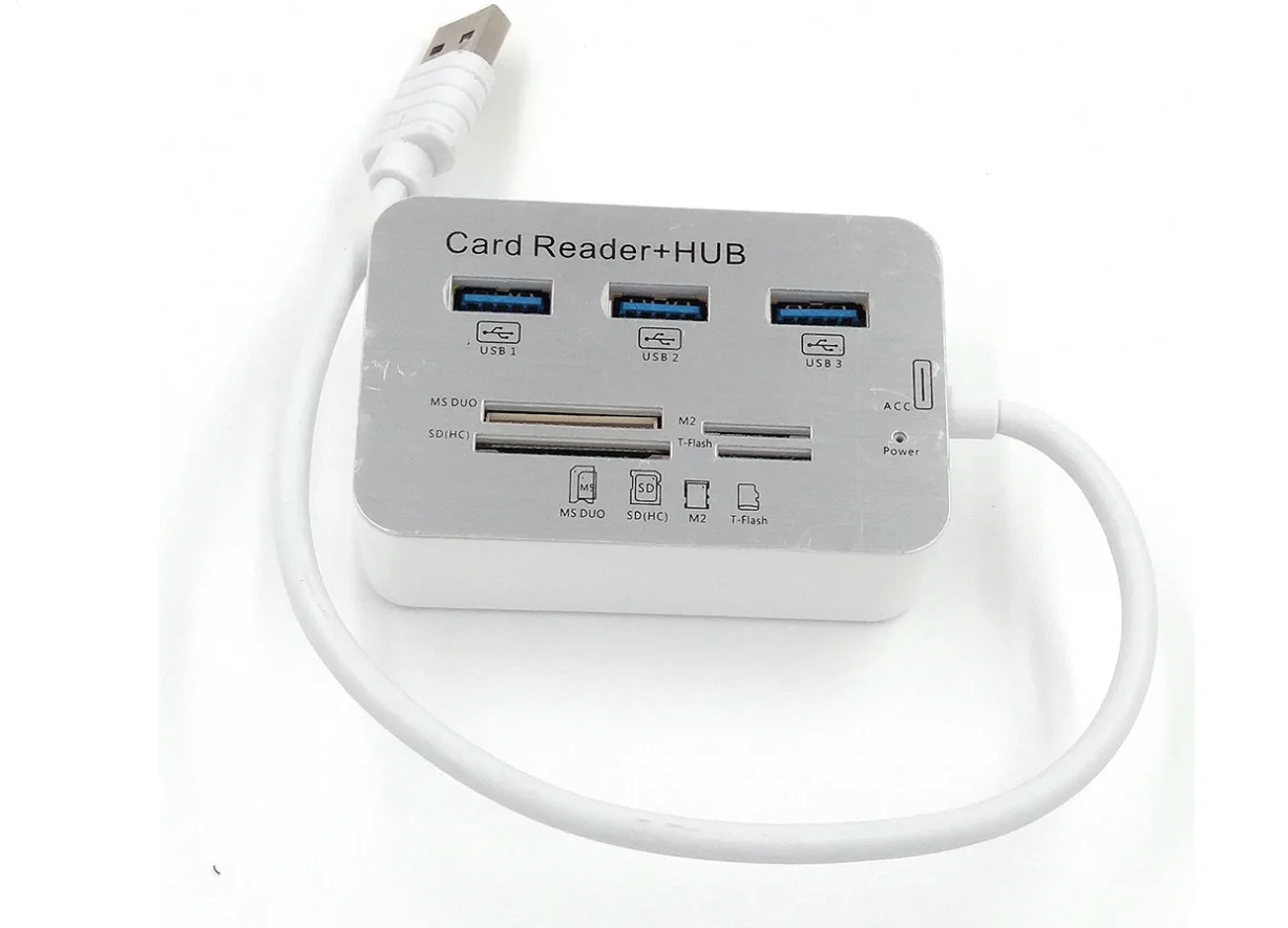 Алюминиевый порт USB 3 0 3-портовый концентратор с кардридером MS SD M2 TF для ПК