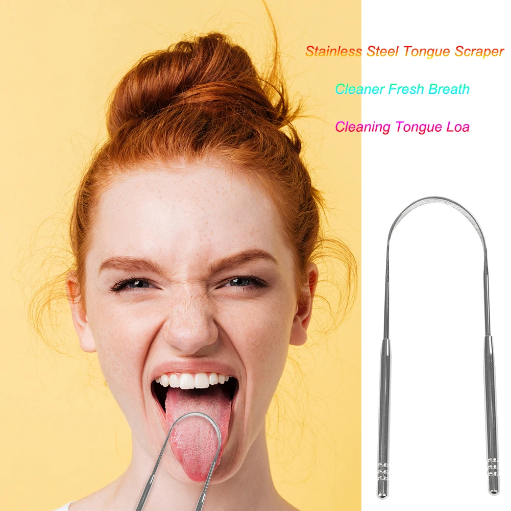 

Stainless Steel Tongue Cleaner Brush Oral Hygiene Care Tools Keep Fresh Breath Maker Tongue Cleaning Scraper