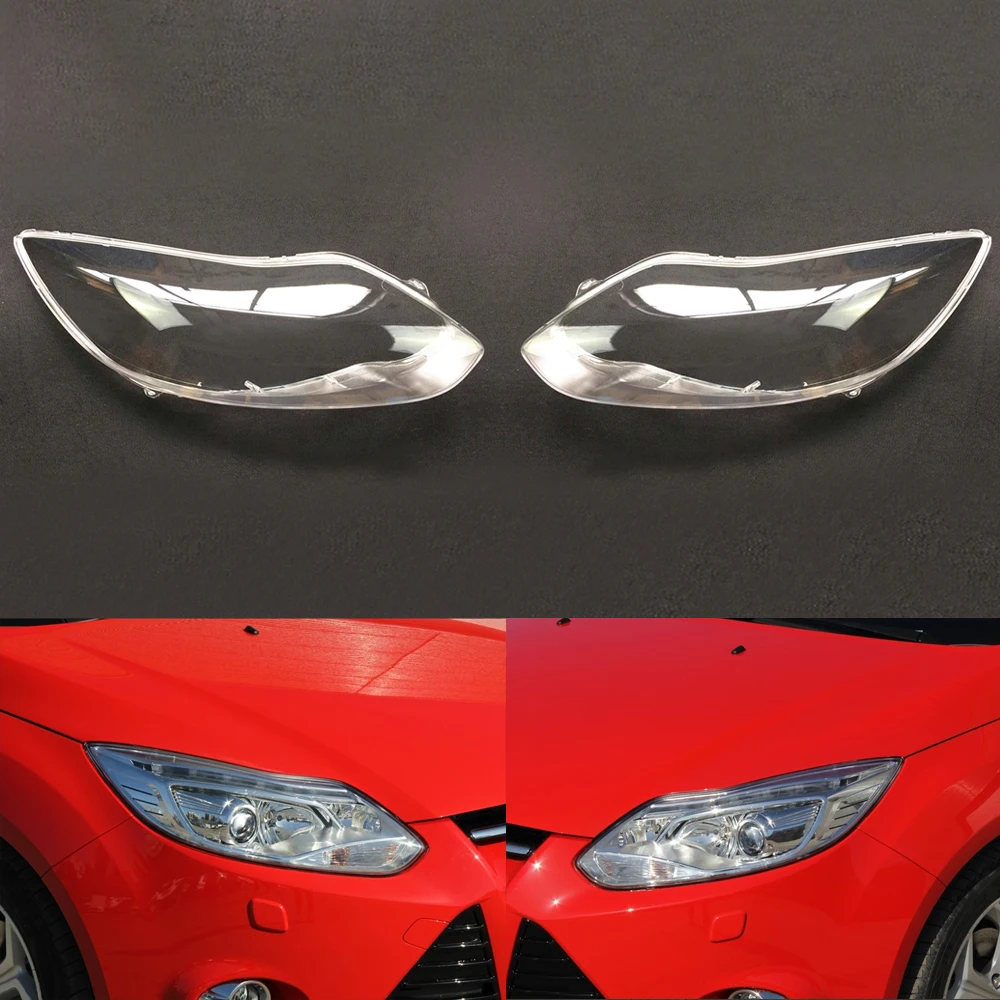 A Pair Для Ford Focus 2012 2013 крышка фары автомобиля объектив прозрачный авто оболочка Крышка водителя и пассажира сторона Замена Авто оболочка - Цвет: A Pair