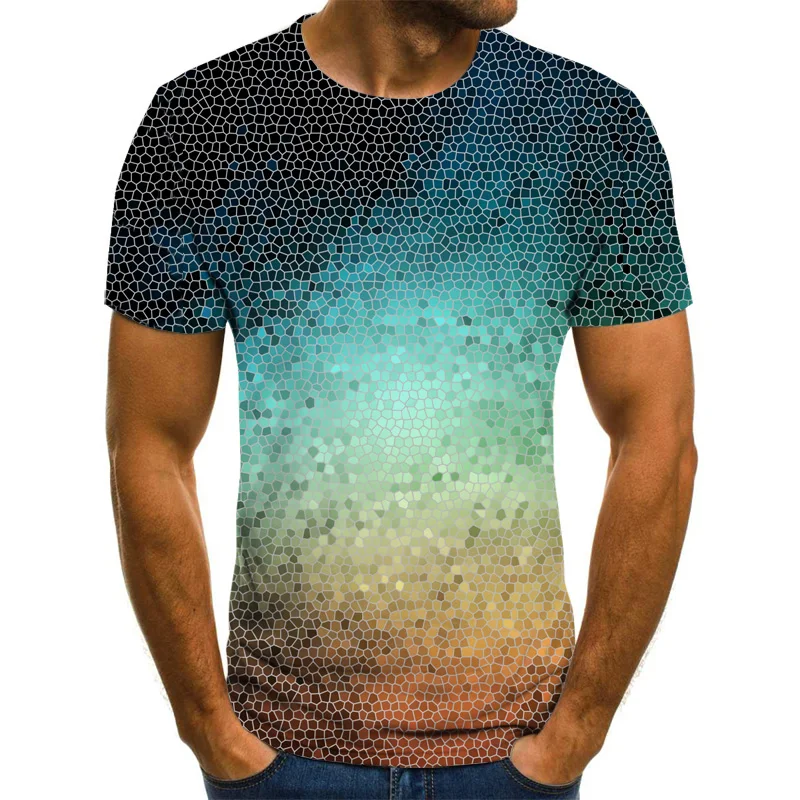

New Plaid Men's T-Shirts Summer Casual Short-Sleeved Fashion 3D Round Neck Tops Trendy Trend Streetwear Men's Singlets