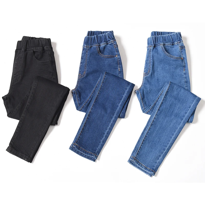 

Women's Elastic high waist Skinny Jeans plus size 5XL 6XL fashion Women black blue pocket mom Jeans skinny Stretch Denim Pants