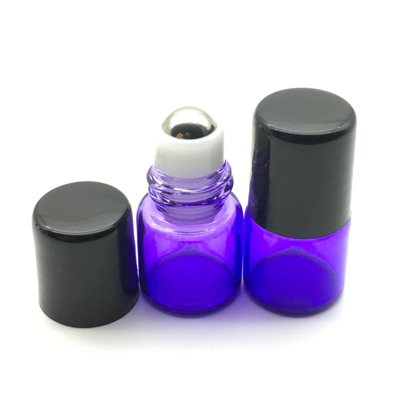 20pcs Mini Purple-Blue Roll on 1ml Glass On Bottles For Essential Oils Refillable Perfume Vial | Красота и здоровье