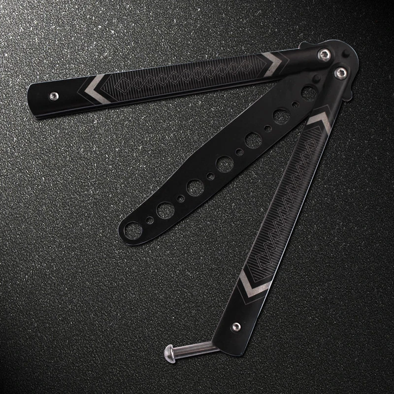 

Stainless Steel knife butterfly Practice Butterfly Training Knife black knife butterfly folding new tainer with comb