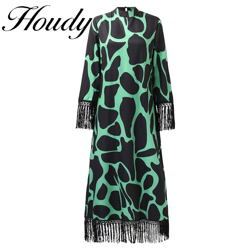 Женское платье с принтом в мусульманском стиле декорированная контрастностью