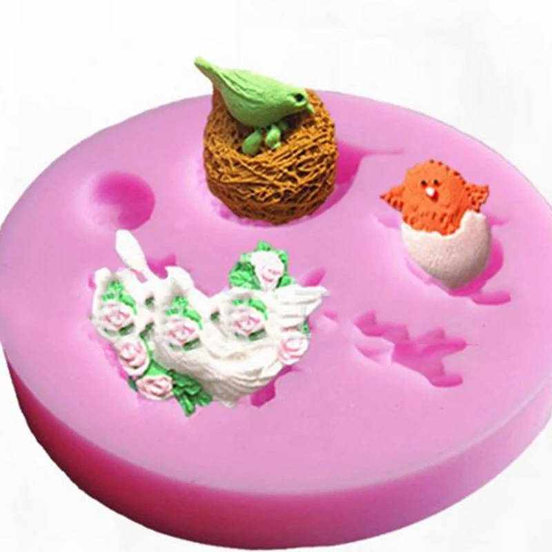 Силиконовая форма для помадки DIY шоколада птичье гнездо голубь красная птица