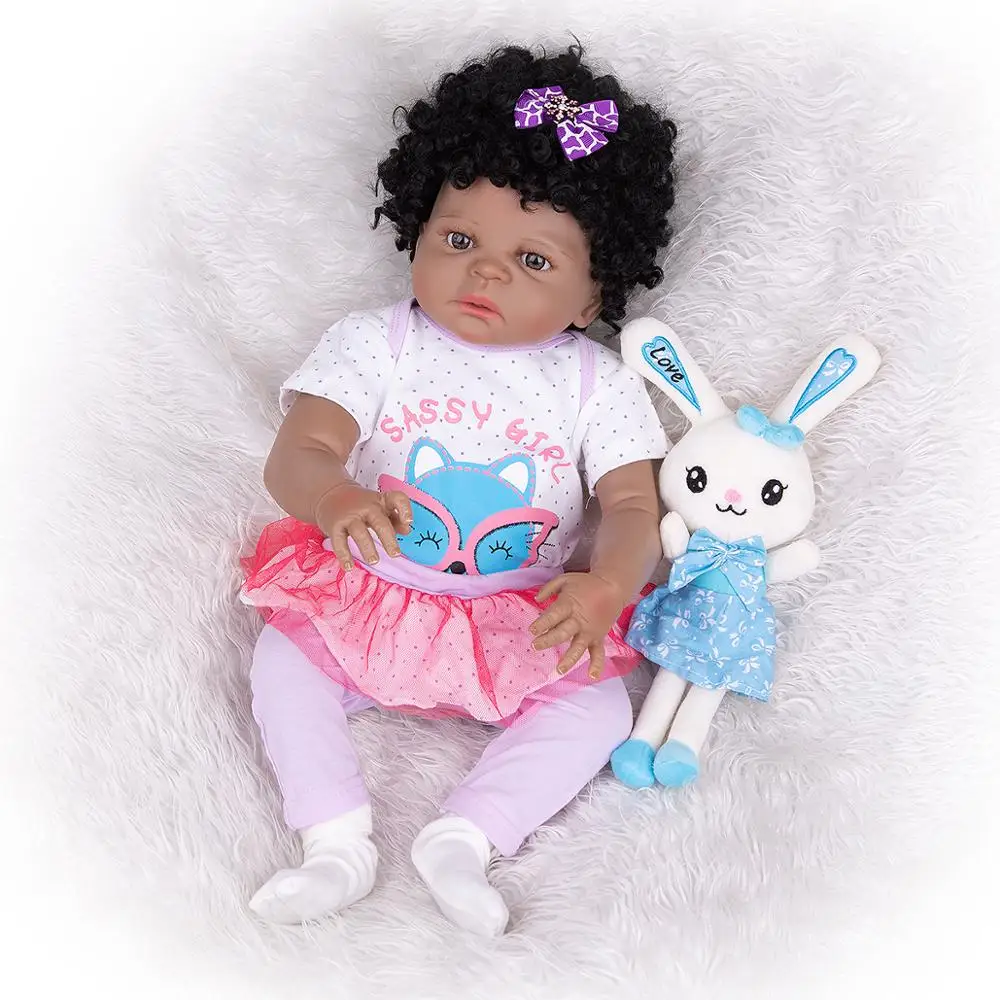 KEIUMI Сделай Сам 23 дюйма Reborn Baby полностью силиконовый тело Кукла Черная кожа с