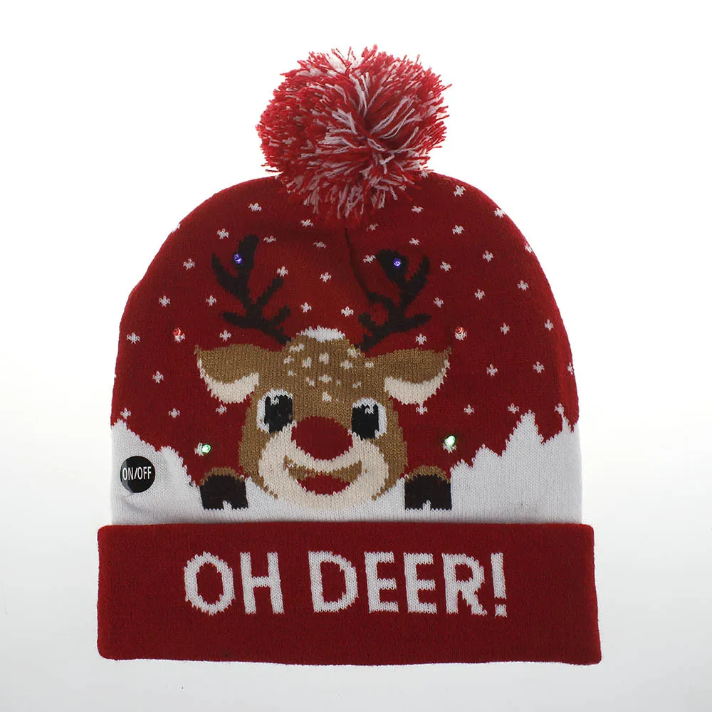 Christmas Element Jacquard Beanies Accessories Gift Hat Outdoor Sports With Light LED Knitted Female |