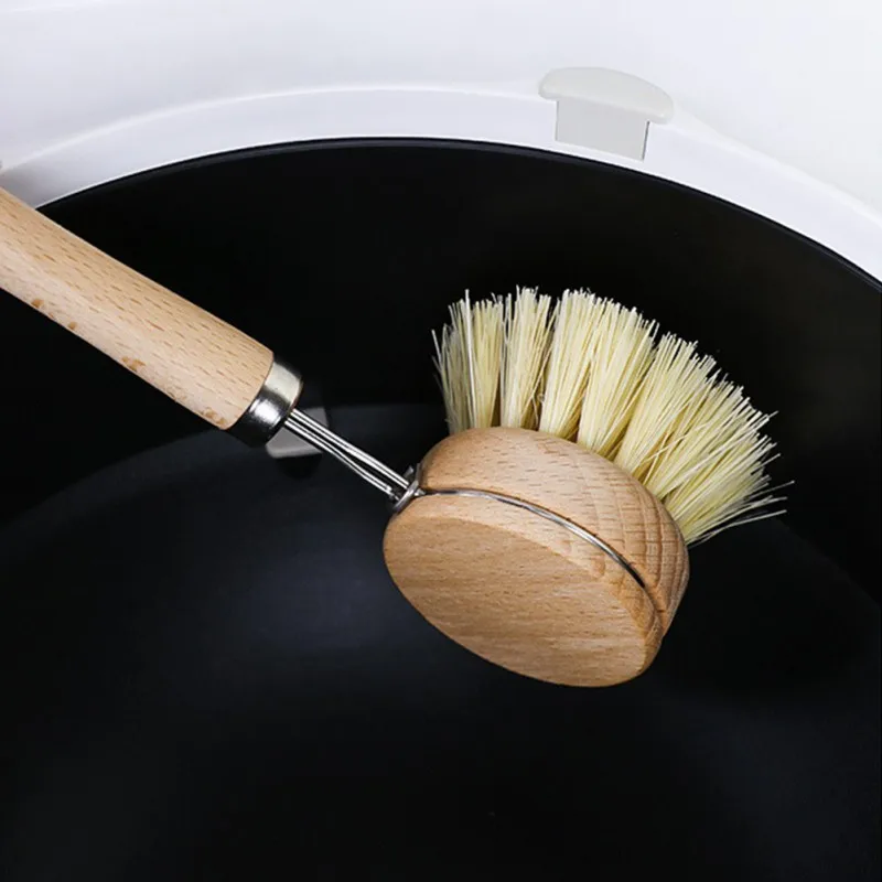 

Simple natural Wood Multi-function and Practical Pot Brush Short Handle Home Bathroom Kitchen Cleaning Accessories New