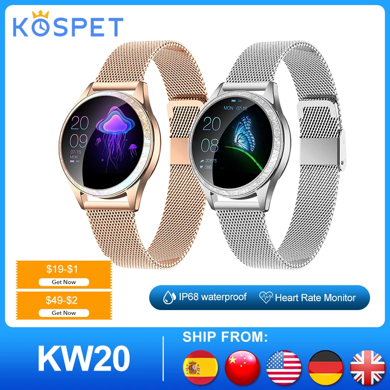

IP68 Waterproof Smart Watch For Women Bracelet Heart Rate KW20 Smartwatch For IOS Android Fashion Female Fitness Band VS KW10