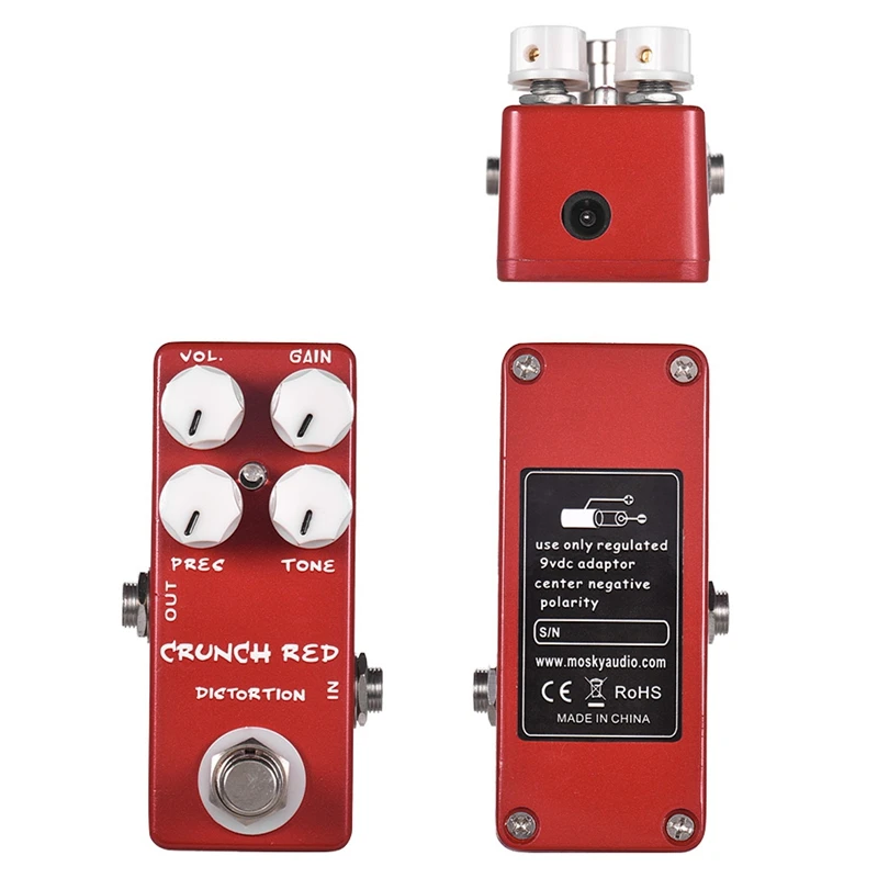 

Mosky Mini Guitar Effect Pedal Mini Crunch Red Distortion Guitar Pedal True Bypass Full Metal Shell