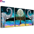 5D алмазная живопись абстрактные деревья и слон картина Стразы Сделай Сам Алмазная вышивка Триптих Алмазная мозаика