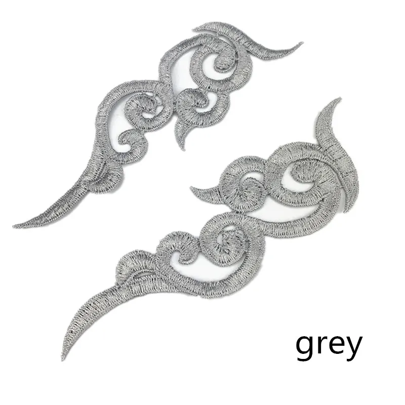 Gray Zsbszc 20 зеркальные пары LP-1882 полиэстер Ткань Цветы нашивки красочные облака craf белый черный кружево Аппликация аксессуары DA003 - Цвет: Gray