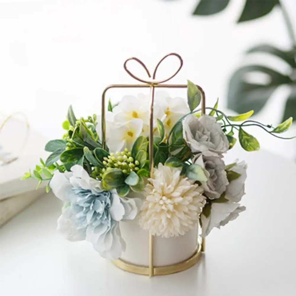 Nordic моделирования цветочный Комплект Керамика Золотой ваза роза цветы