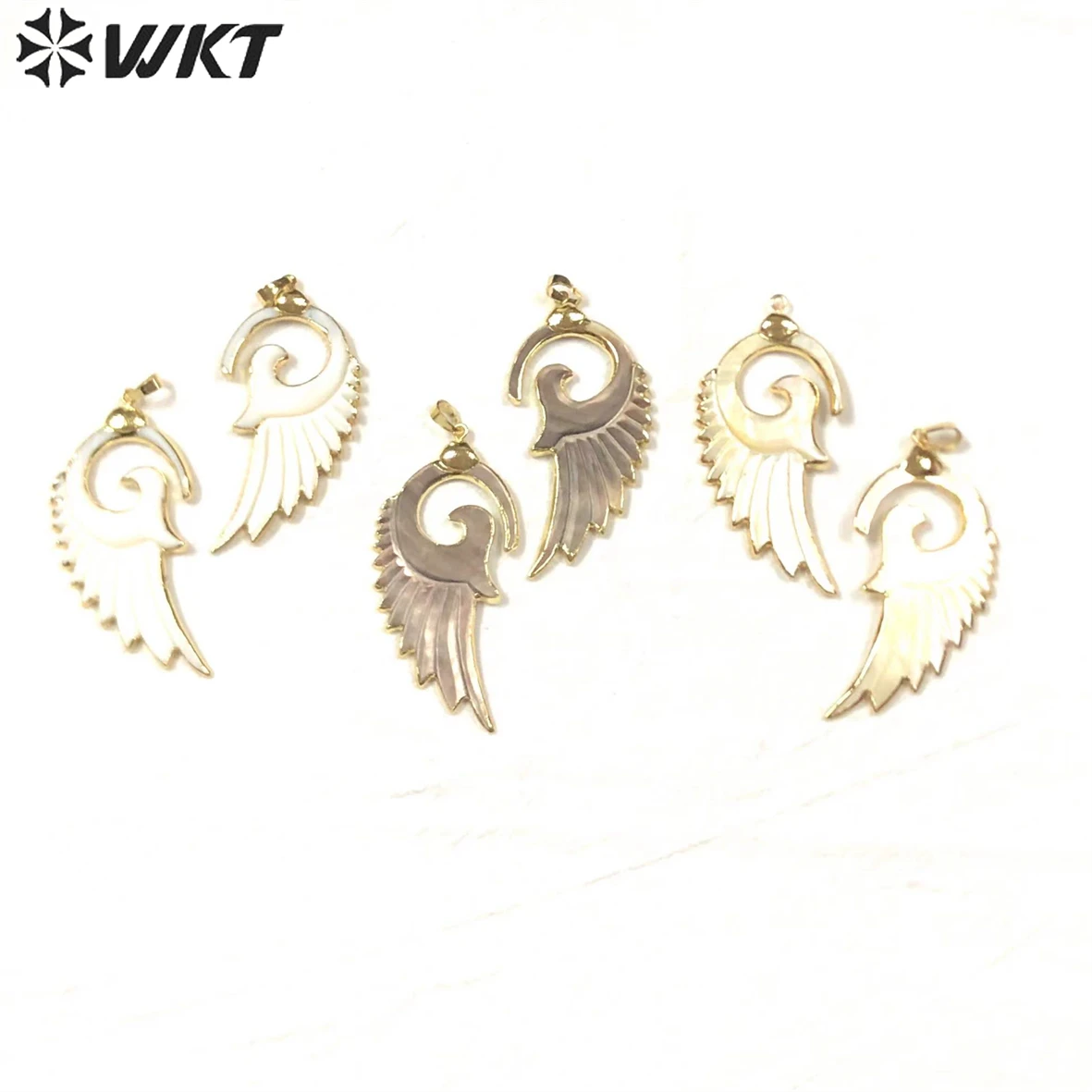 

WT-JP285 WKT exquisite and fashion gorgeous Wings Gold Plated Shell Shape nice Shell Charms Jewelry For Pendants Earrings