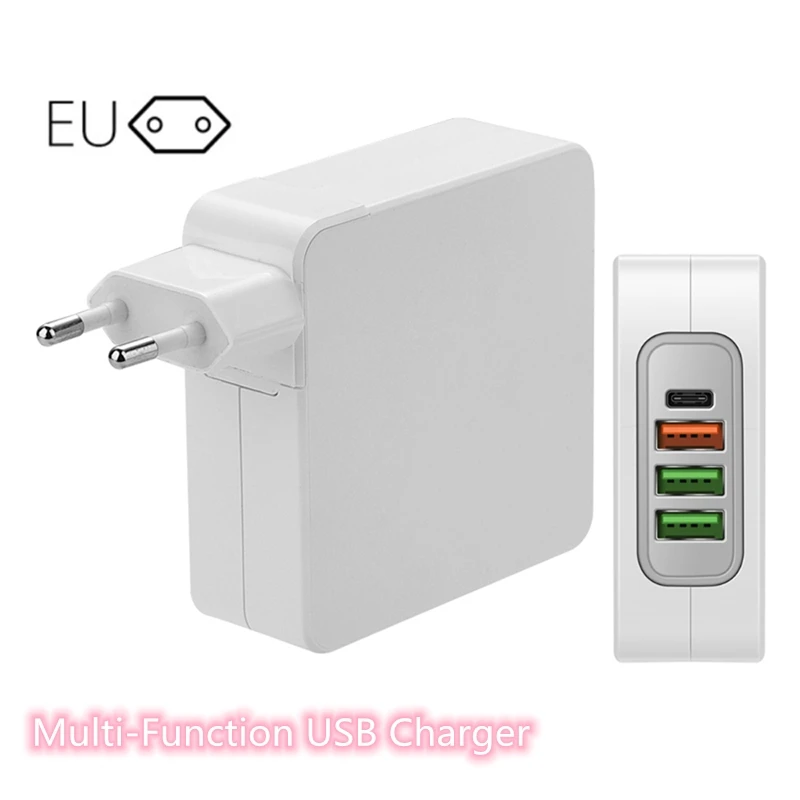 Штепсельная Вилка европейского стандарта Type-C PD 45 Вт 4 порта USB зарядное