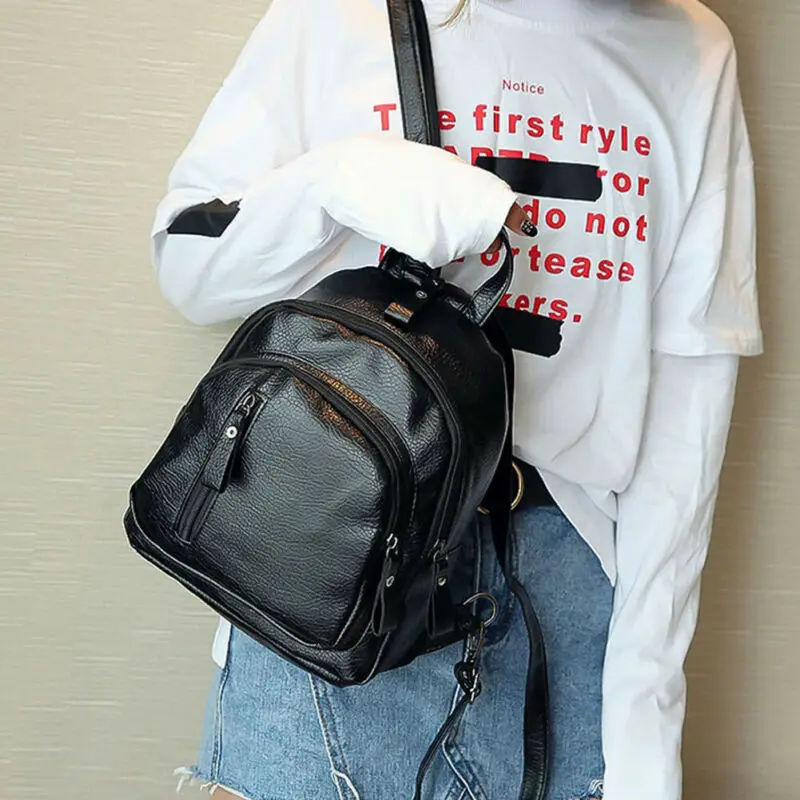 Кожаный женский рюкзак многофункциональные сумки через плечо школьные для