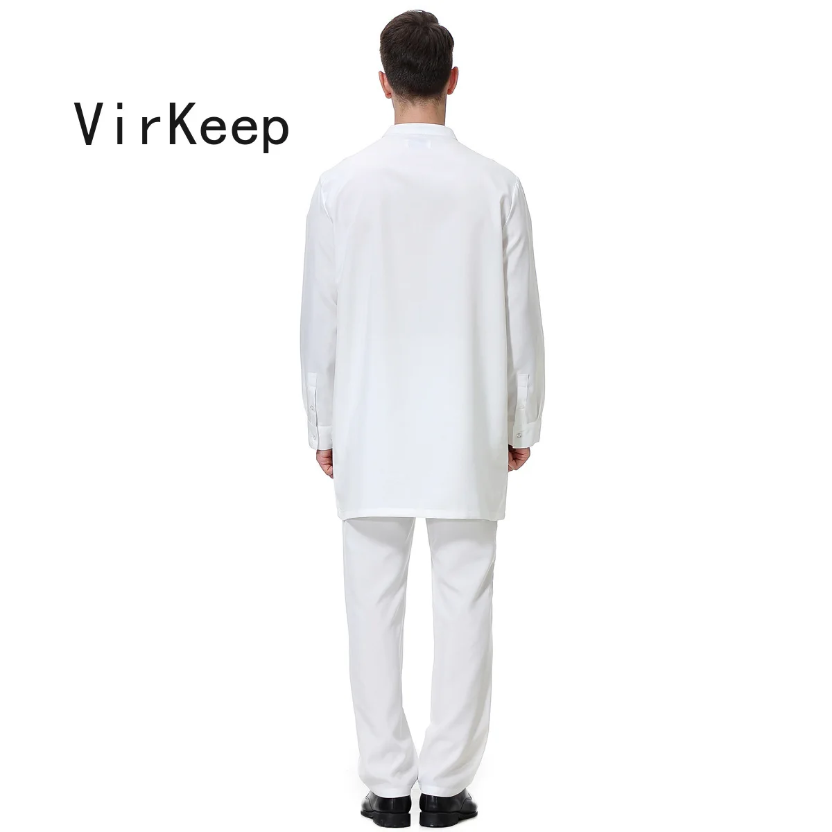 

Men full sleeve jubba thobe pants 2 pieces Set muslim Robes Fashion dubai moroccan Arabic Kaftan ramadan Suit plus size VKDR2480