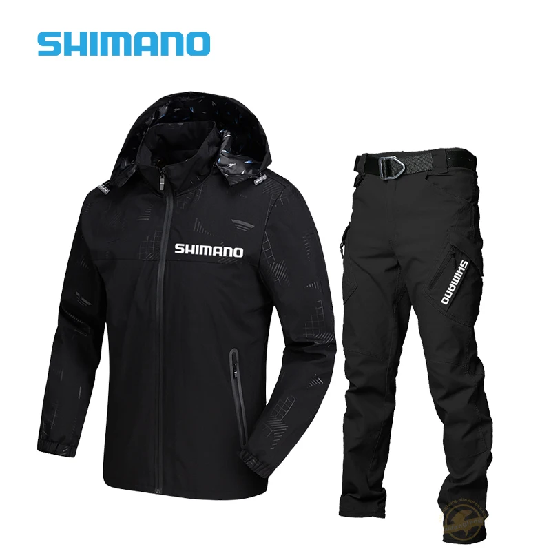

New Spring Autumn Waterproof Windproof Sport Fishing Suit Set SHIMANO Hooded Fishing Jacket Breathable Quick Dry Fishing Clothes