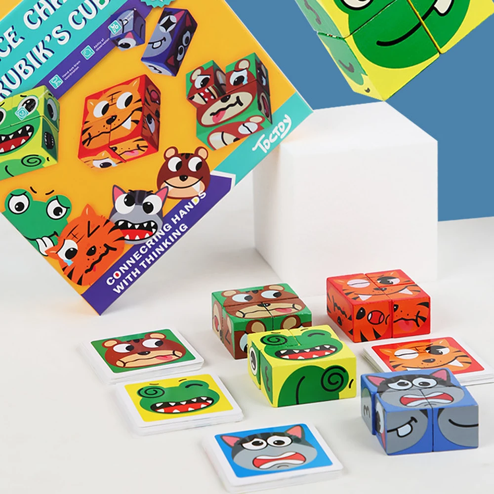 

Educational Toys Emotion Change Blocks Expressions Puzzles Early Learning Education Montessori Toys Kids Wooden Cube Table Games