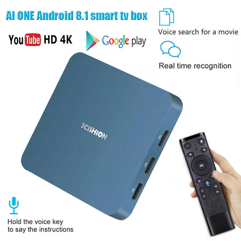 AIONE Android 8 1 ТВ приставка четырехъядерный 2G Ram 16G Rom 4K медиаплеер BT4.0 USB3.0 Netflix YouTube