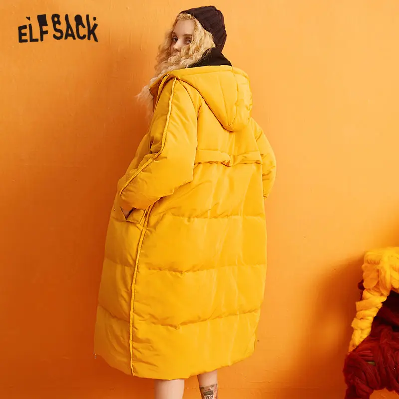 Женский кожаный пуховик с капюшоном ELFSACK розовый однотонный в стиле пэчворк