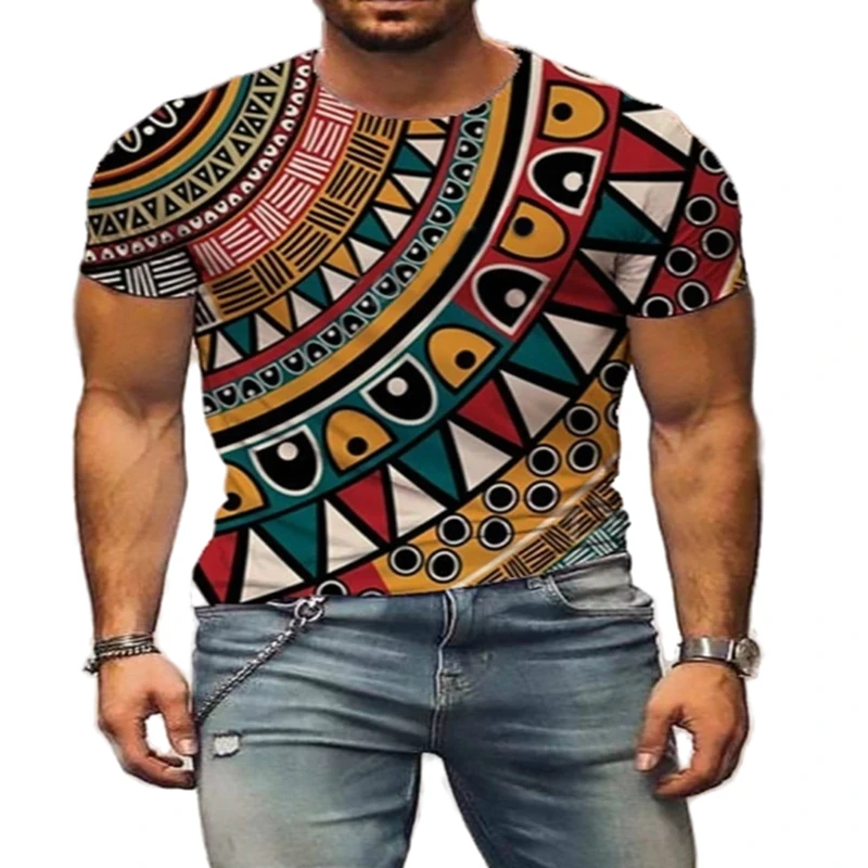 

Men's 3D printed round neck T-shirt casual short-sleeved pullover cool personality polyester top 2021 summer new style