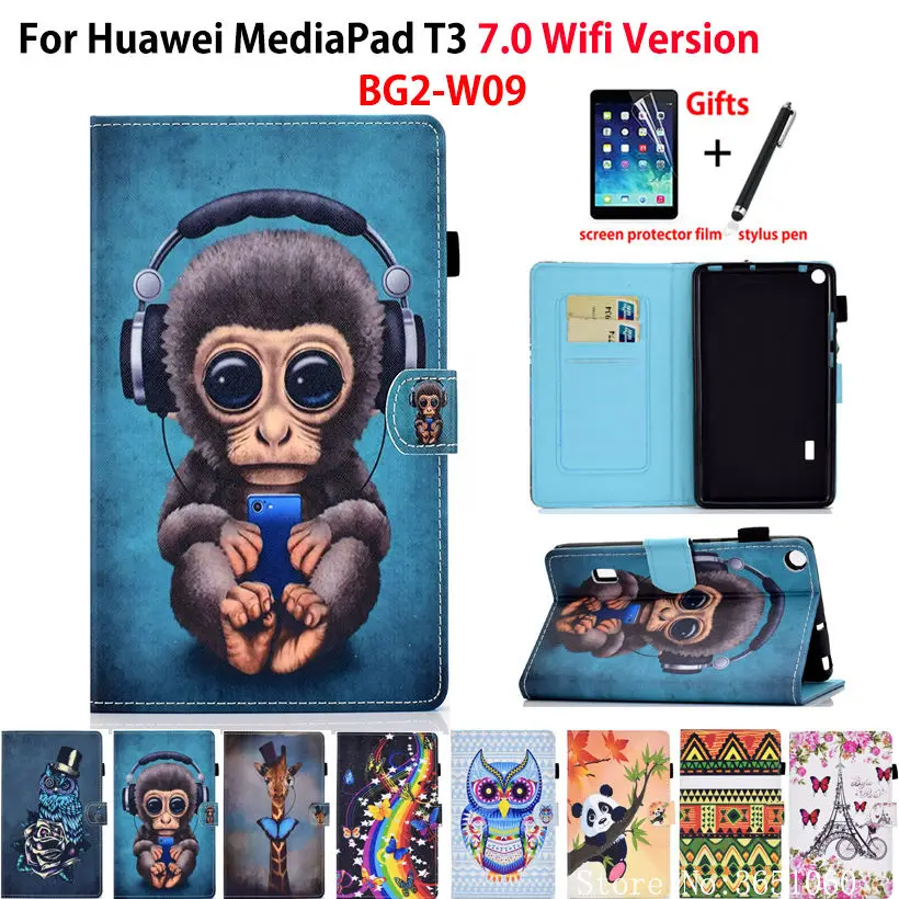 Чехол с мультяшной обезьяной для Huawei MediaPad T3 7 0 силиконовый чехол подставкой из