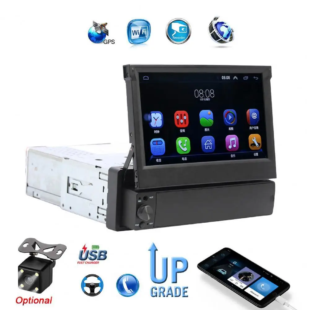 

9701 7inch HD Auto MP5 Player Read U Disk Video Input Reverse Image Foldable Screen GPS Bluetooth Display for Automobiles