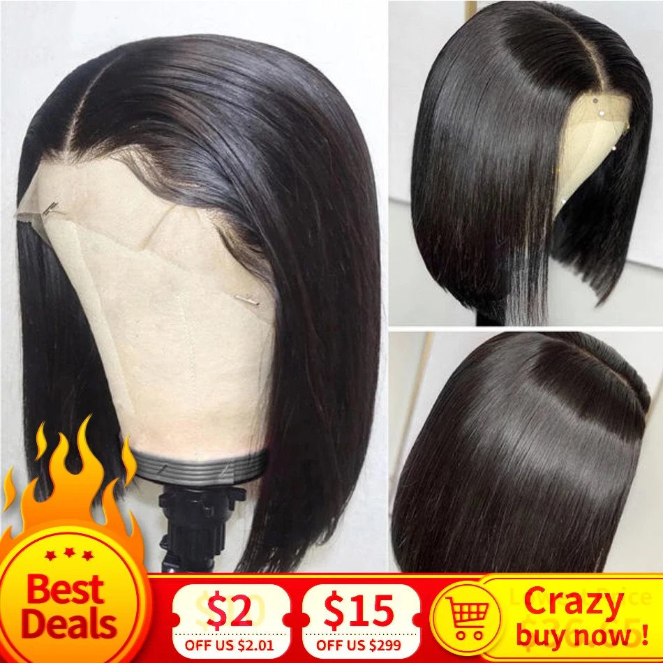 Парик Из прямых волос бразильский Боб парик MIHAIR 13*4 парики из человеческих на