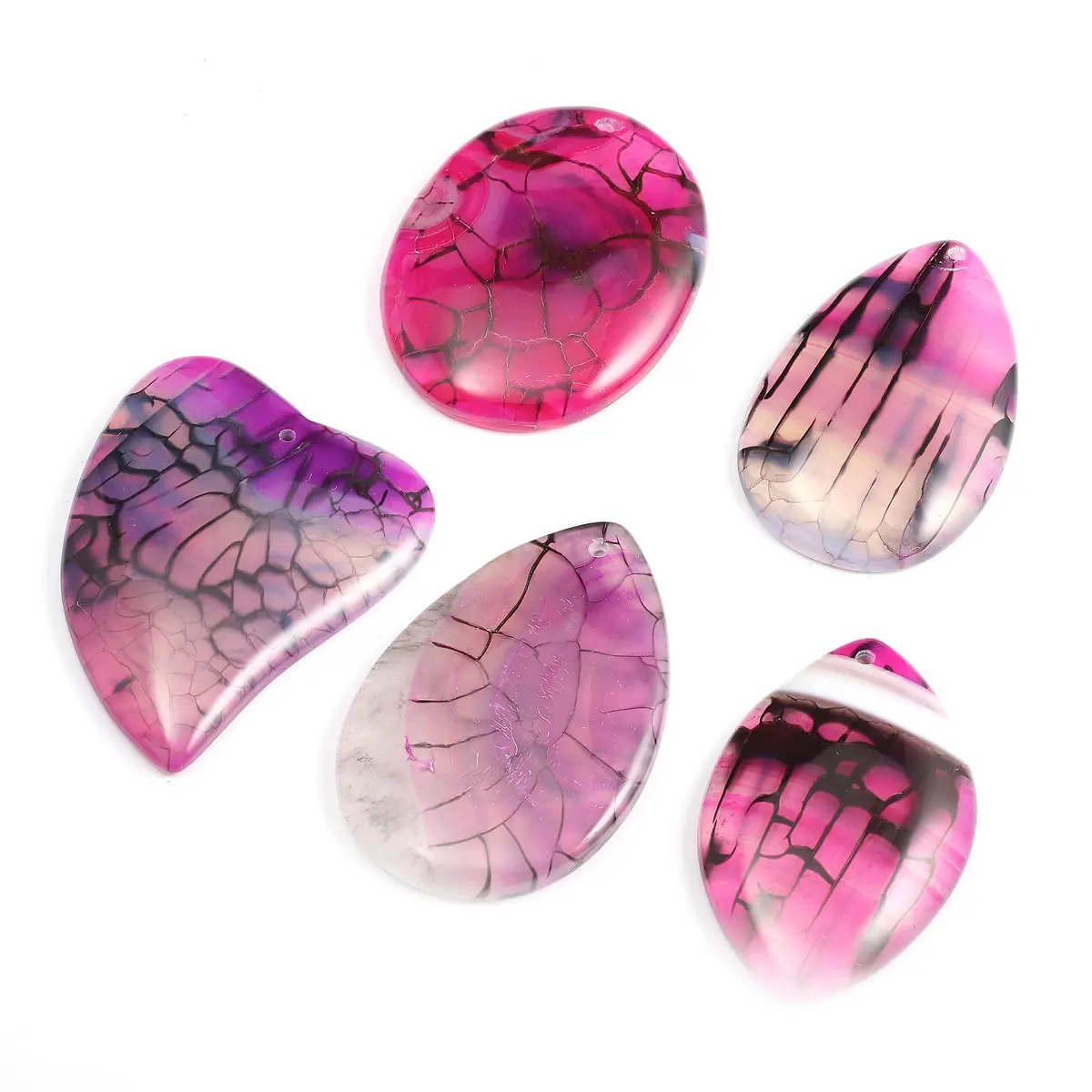 

5pcs / Lot Rose Red Dragon Pattern Agates Pendant Reiki Healing Natural Stone Meditation Amulet DIY Jewelry Natural Stone Charms