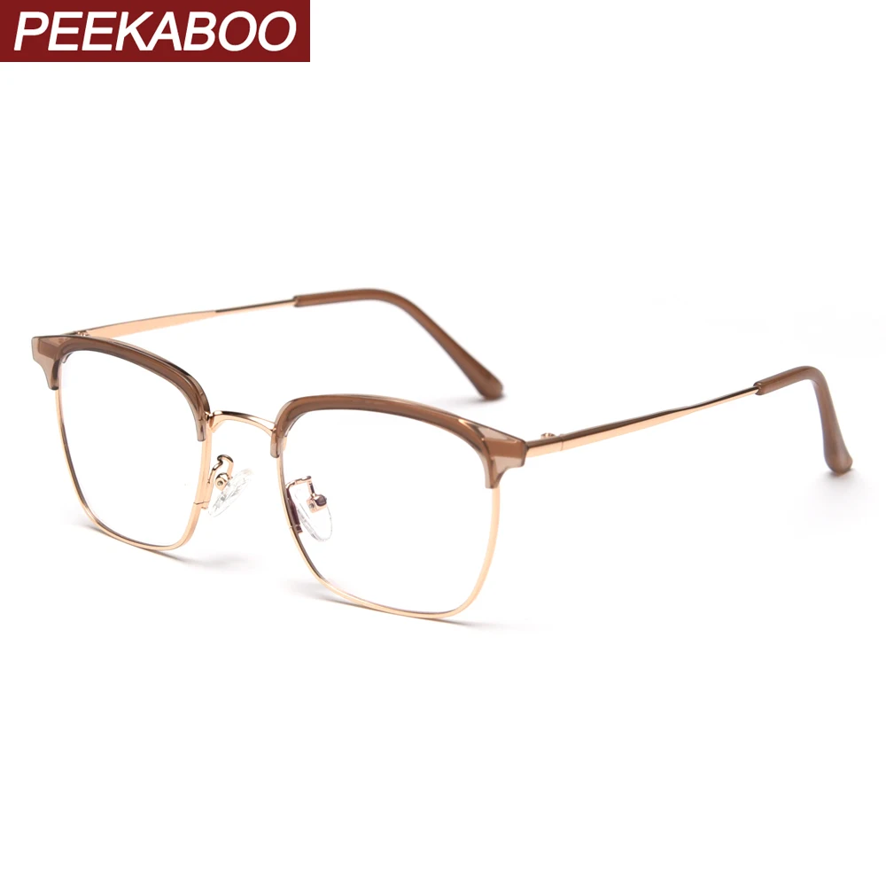 Peekaboo, женские оптические очки tr90, Квадратные прозрачные линзы, полуоправа, очки для мужчин, золото, металл, полуоправы