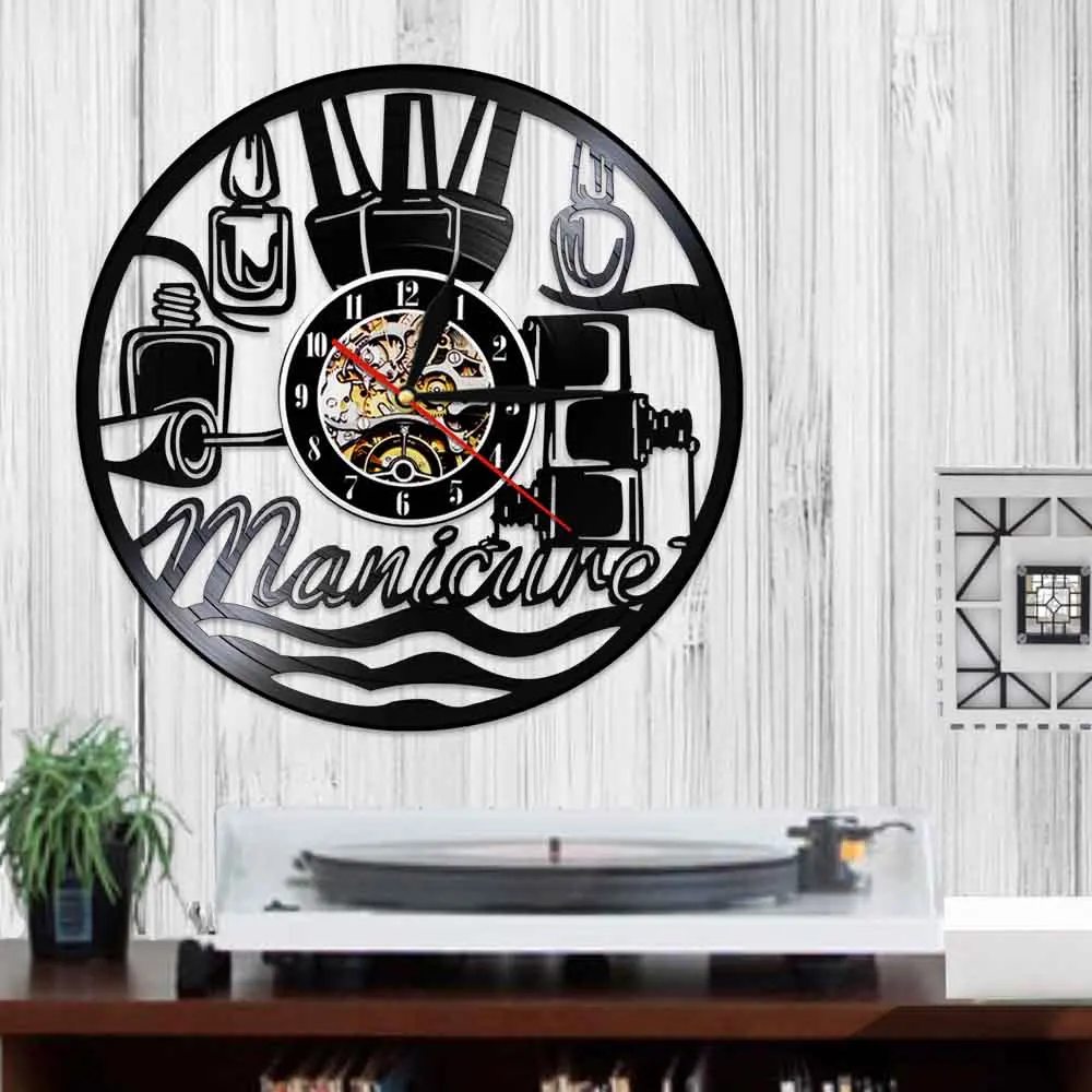 Настенные часы с виниловой пластиной для маникюрного салона|wall clock|record wall clockvinyl